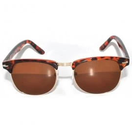 Wayfarer Classic Half Frame Horned Rim Sunglasses Colorful Lens Retro Stylish - 1 Leopard-gold Brown - CQ11NO0YRZ9 $7.71