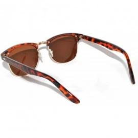 Wayfarer Classic Half Frame Horned Rim Sunglasses Colorful Lens Retro Stylish - 1 Leopard-gold Brown - CQ11NO0YRZ9 $7.71