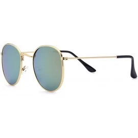 Goggle Round Metal Frame Polarized Mirrored Sunglasses - Blue - CU18WCMIKKG $11.15