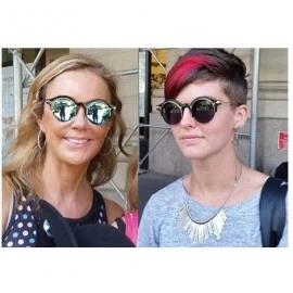 Round Steampunk Fashion Sunglasses NYC Retro Blue Pink Silver Gold - Retro Mirrored Silver & Gold - CI12N367HJB $18.49