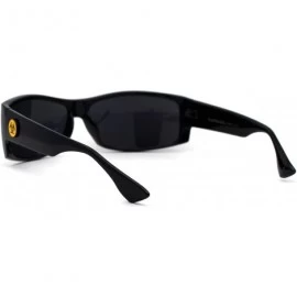 Rectangular Classic 90s Narrow Rectangular Gangster Sunglasses - All Black - CV195EDG4MN $12.42