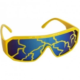 Shield Yellow Lightning Blue Lens Sunglasses - CJ185C3RYID $38.55