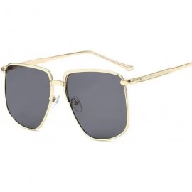 Round Women Fashion Summer Anti UV Large Frame Sunglasses for Round Face - Gold Frame Gray Lens - CO18WU2HTKL $20.99
