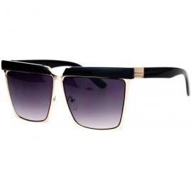 Oversized Oversized Square Frame Sunglasses Unisex Flat Top Hipster Fashion Shades - Black Gold - CX188HLSISY $20.57