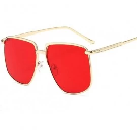 Round Women Fashion Summer Anti UV Large Frame Sunglasses for Round Face - Gold Frame Gray Lens - CO18WU2HTKL $12.48