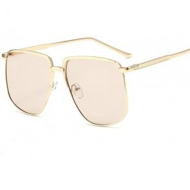 Round Women Fashion Summer Anti UV Large Frame Sunglasses for Round Face - Gold Frame Gray Lens - CO18WU2HTKL $12.48