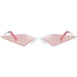 Rimless New Fashion Frameless Sunglasses Female Red Purple Sunglasses Irregular Polygon Party Sunglasses UV400 - Pink - CX193...