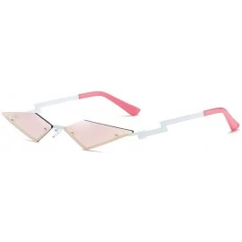 Rimless New Fashion Frameless Sunglasses Female Red Purple Sunglasses Irregular Polygon Party Sunglasses UV400 - Pink - CX193...