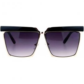 Oversized Oversized Square Frame Sunglasses Unisex Flat Top Hipster Fashion Shades - Black Gold - CX188HLSISY $20.57