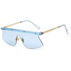 Goggle Sun Glasses Sunglasses One-Piece Flat Top Personality Eye Designer Driving Party Gifts Eyewear-Blue - CM199I333UD $54.27
