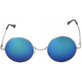 Rimless Men Round Mirror UV400 Sunglasses Women Steampunk Glasses Eyewear - Blue - CJ1836G7ELT $21.67