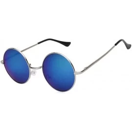 Rimless Men Round Mirror UV400 Sunglasses Women Steampunk Glasses Eyewear - Blue - CJ1836G7ELT $7.81
