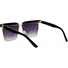 Oversized Oversized Square Frame Sunglasses Unisex Flat Top Hipster Fashion Shades - Black Gold - CX188HLSISY $12.29