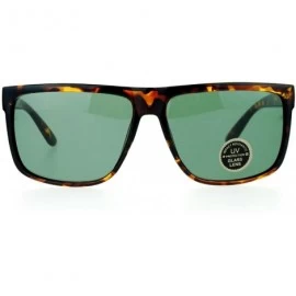 Oversized Temper Glass Shatterpoof Lens Oversize Thin Plastic Horned Sunglasses - Tortoise Green - CZ127FEU2E9 $9.53