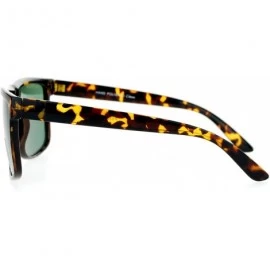 Oversized Temper Glass Shatterpoof Lens Oversize Thin Plastic Horned Sunglasses - Tortoise Green - CZ127FEU2E9 $9.53