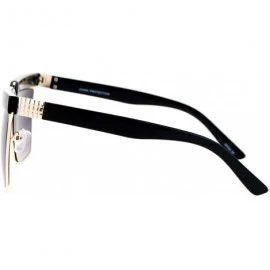 Oversized Oversized Square Frame Sunglasses Unisex Flat Top Hipster Fashion Shades - Black Gold - CX188HLSISY $12.29