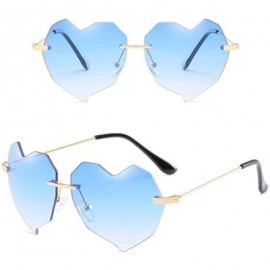 Oversized Oversized Love Heart Sunglasses Women Vintage Uv Protection - Multilateral Irregular Frameless Design by 2DXuixsh -...