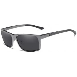 Rectangular Genuine Mens Polarized Rectangular Adjustable Sunglasses Fashion UV400 Ultra Light Al-Mg - Gun/Gray - CG18YHNNHK0...