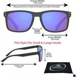 Square Sunglass Readers Horn Rim Frame with Blue Mirrored Lenses for Men and Women NOT BIFOCAL - Black - CR18OWWLY6S $17.98
