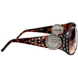 Rectangular Womens Rhinestone Concho Sunglasses (BROWN CHEETAH - BROWN) - C8182DY9E8G $49.48