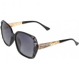 Oversized High End Ladies Sunglasses Sunglasses Women's Fashion Polarized UV Protection Eyewear - Black - CB18UH0ADX2 $25.66