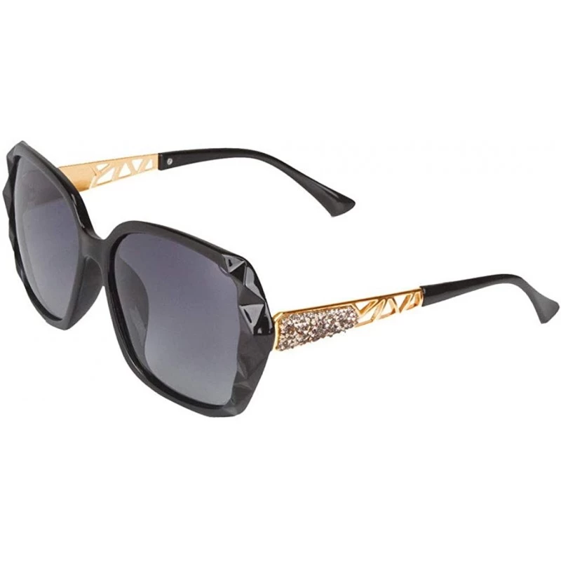 Oversized High End Ladies Sunglasses Sunglasses Women's Fashion Polarized UV Protection Eyewear - Black - CB18UH0ADX2 $15.99