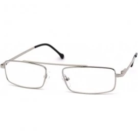 Rectangular Mens Flat Top Bridge Metal Rim Rectangular Reading Glasses - Silver - CV18ZYENS6U $24.60