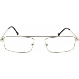 Rectangular Mens Flat Top Bridge Metal Rim Rectangular Reading Glasses - Silver - CV18ZYENS6U $12.78