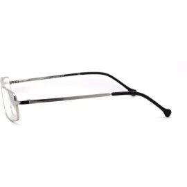 Rectangular Mens Flat Top Bridge Metal Rim Rectangular Reading Glasses - Silver - CV18ZYENS6U $12.78