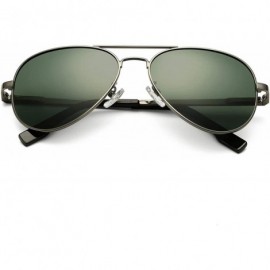 Sport Polarized Aviator Sunglasses Metal Frame Mirrored UV400 Lens - Gunmetal/G15 - CK18Q40640D $34.20
