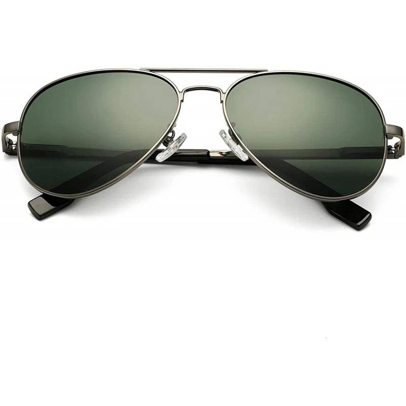 Sport Polarized Aviator Sunglasses Metal Frame Mirrored UV400 Lens - Gunmetal/G15 - CK18Q40640D $18.77