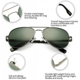 Sport Polarized Aviator Sunglasses Metal Frame Mirrored UV400 Lens - Gunmetal/G15 - CK18Q40640D $18.77