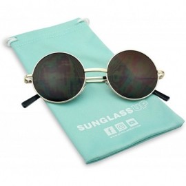 Oversized Small 45mm Round 60s John Lennon Circle Metal Frame Sunglasses - Gold - C8124QTDFPT $21.71