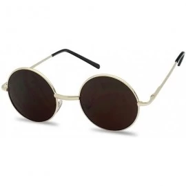 Oversized Small 45mm Round 60s John Lennon Circle Metal Frame Sunglasses - Gold - C8124QTDFPT $20.38