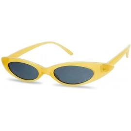 Round Retro Slim Vintage Wide Oval Cat Eye Pointy Small Thin Clout Sunglasses Mod Chic Shades - CL18CSDN687 $20.40