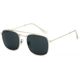 Square New Fashion Unisex Full Frame Double Beam UV Protection Sunglasses - Gold&grey - CJ18LSWCNLE $11.96