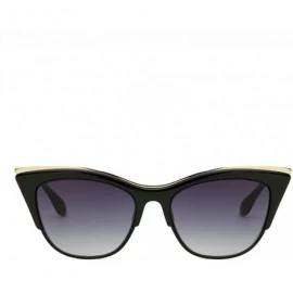 Rimless Vintage Cateye Sunglasses for Women Retro Cat Eye Half Rimmed Plastic Frame - Black - CK18W4KD6OR $14.10