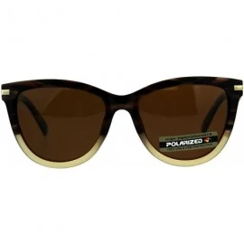 Rectangular Polarized Designer Horn Rim Plastic Hipster Sunglasses - Brown Beige - CI18CT3XTOG $11.74