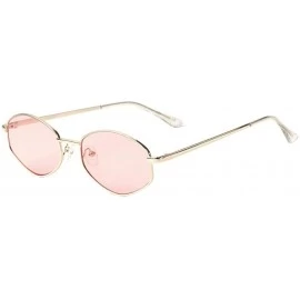 Oval Geometric Oval Thin Metal Frame Color Sunglasses - Pink - CM197A4NYE3 $26.71