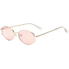 Oval Geometric Oval Thin Metal Frame Color Sunglasses - Pink - CM197A4NYE3 $11.40