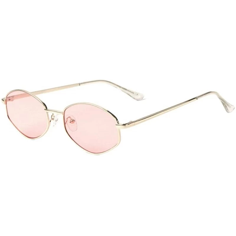Oval Geometric Oval Thin Metal Frame Color Sunglasses - Pink - CM197A4NYE3 $11.40