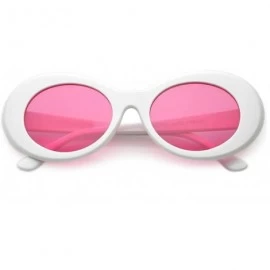 Round Oval Round Retro Sunglasses Color Tint or Smoke Lenses - White- Pink - CX187W5NUUA $7.00