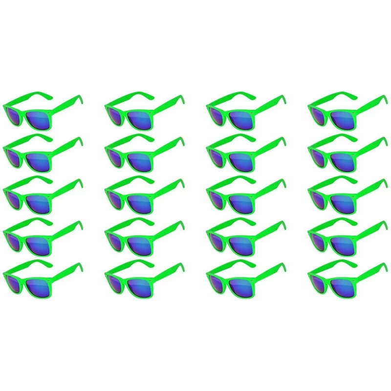 Oval 20 Pieces Per Case Wholesale Lot Sunglasses Colored Frame Full Mirror Lens - 20_pairs_matte_green - CL18CML7GCO $62.08