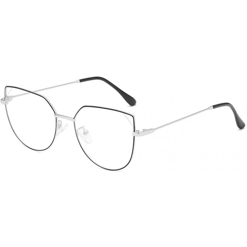 Oversized Oversized Cat Eye Gold Clear Lens Glasses Metal Frame Vintage Eyeglasses Women Men - Multicolor3 - CC18NK6R5MU $9.22