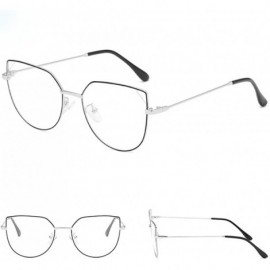 Oversized Oversized Cat Eye Gold Clear Lens Glasses Metal Frame Vintage Eyeglasses Women Men - Multicolor3 - CC18NK6R5MU $9.22