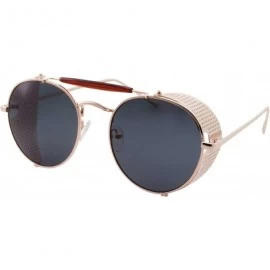 Shield Vintage Retro Circle Steampunk Sunglasses Glasses - Gold With Black Lens - CD183N6AGKX $34.55