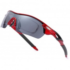 Goggle Sports Cycling Sunglasses for Men Women Unbreakable Shade Glasses for Running Bike Large - Red - CA18Y2233TH $20.40