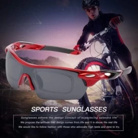 Goggle Sports Cycling Sunglasses for Men Women Unbreakable Shade Glasses for Running Bike Large - Red - CA18Y2233TH $9.73