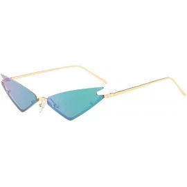 Square Unisex Fashion Cat Eye Metal Frame Candy Color Small Sunglasses UV400 - Green - C518NNKE0GC $10.49