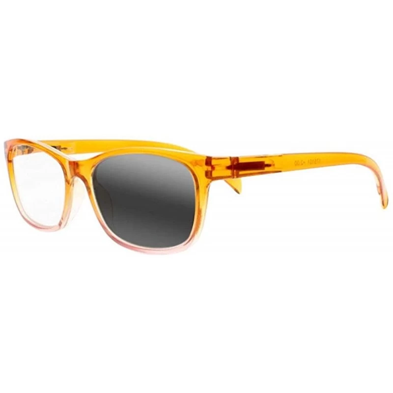 Rectangular Mens Classic Tinted Gradient Nerd Transition Photochromic Bifocal Reading Glasses UV400 Sunglasses - Orange - CM1...
